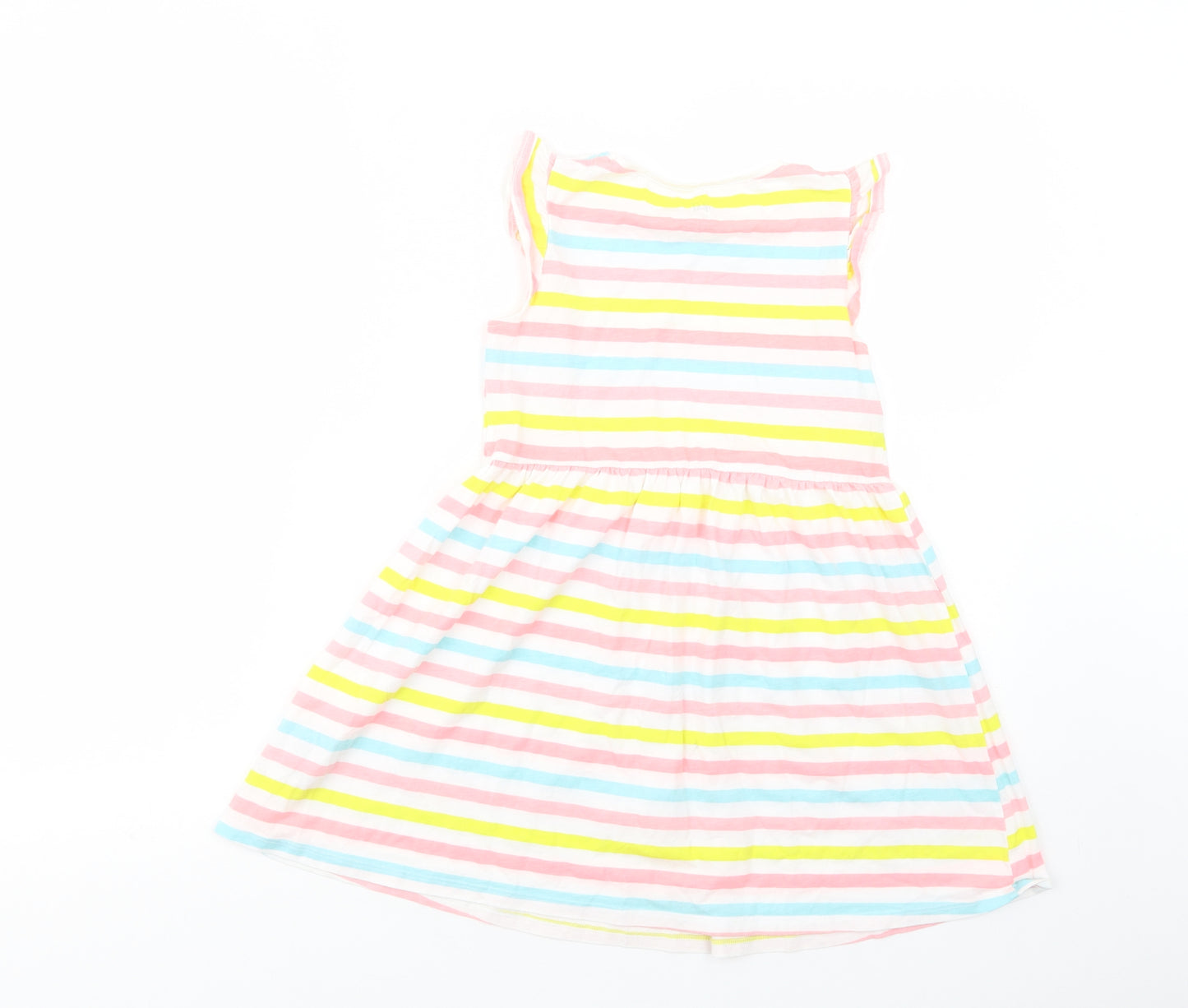 H&M Girls Multicoloured Striped Cotton Fit & Flare  Size 7-8 Years  Crew Neck Pullover
