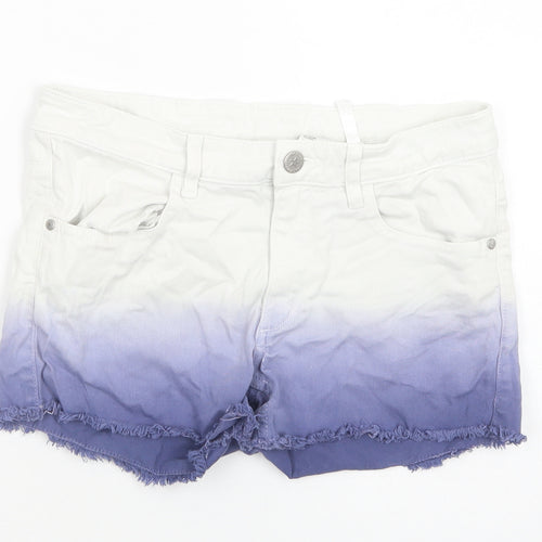 H&M Girls White  Cotton Cut-Off Shorts Size 12-13 Years  Regular Buckle