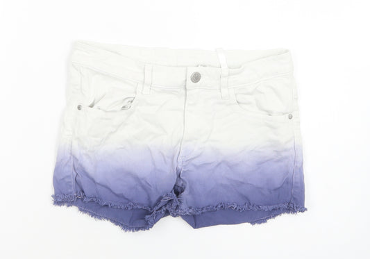 H&M Girls White  Cotton Cut-Off Shorts Size 12-13 Years  Regular Buckle