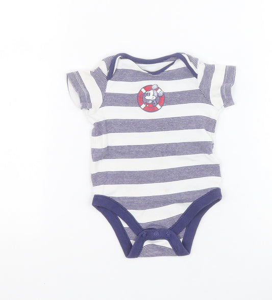 Disney Baby Baby Blue Striped 100% Cotton Babygrow One-Piece Size 6-9 Months  Snap - Mickey Mouse