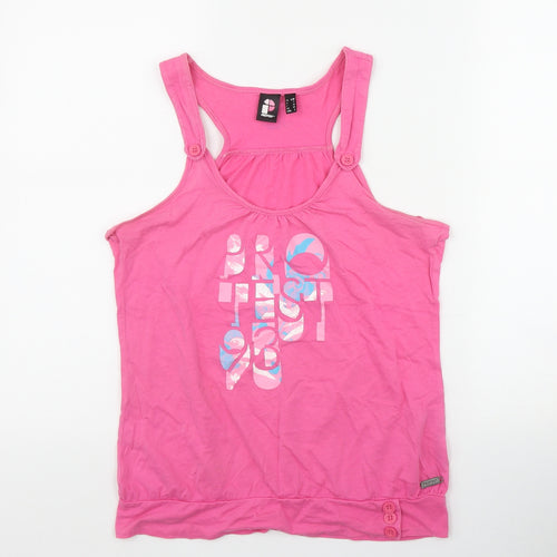 Protest Womens Pink  Cotton Basic Tank Size 10 Scoop Neck
