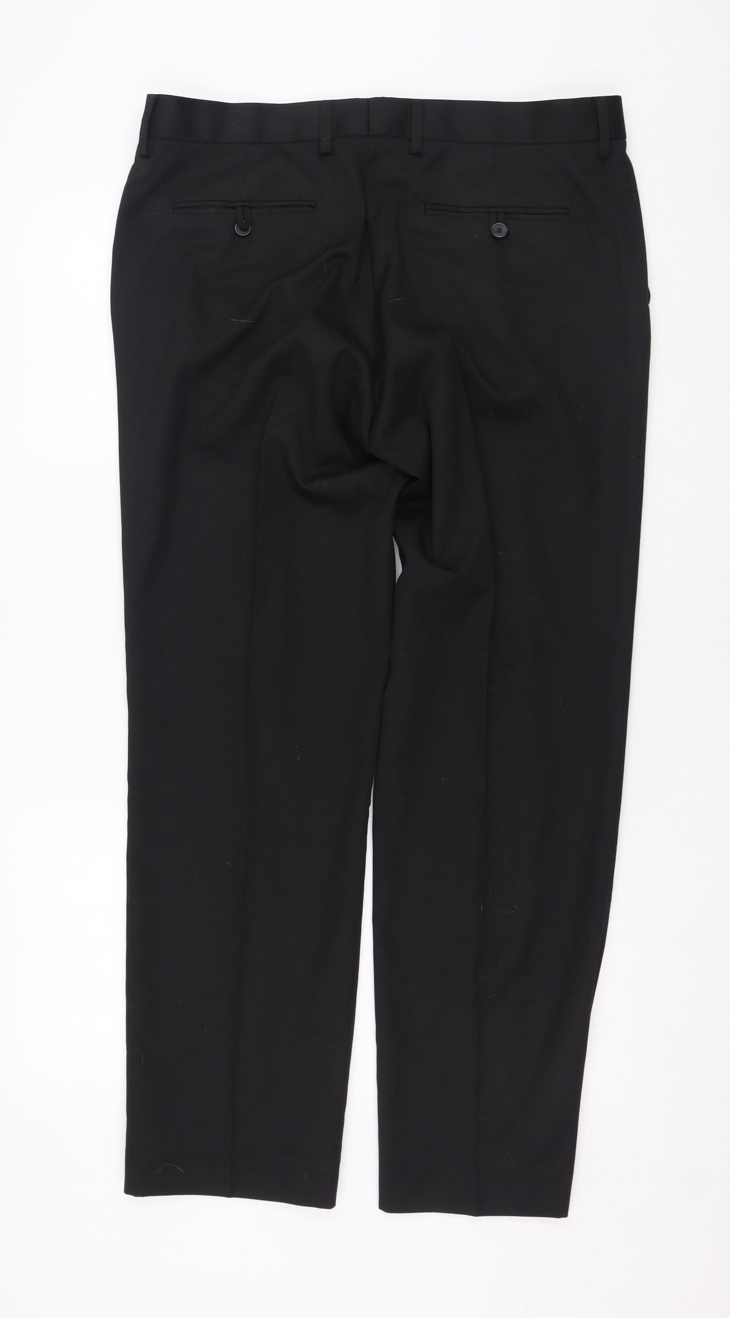 F&F Mens Black  Polyester Trousers  Size 36 L31 in Regular Zip