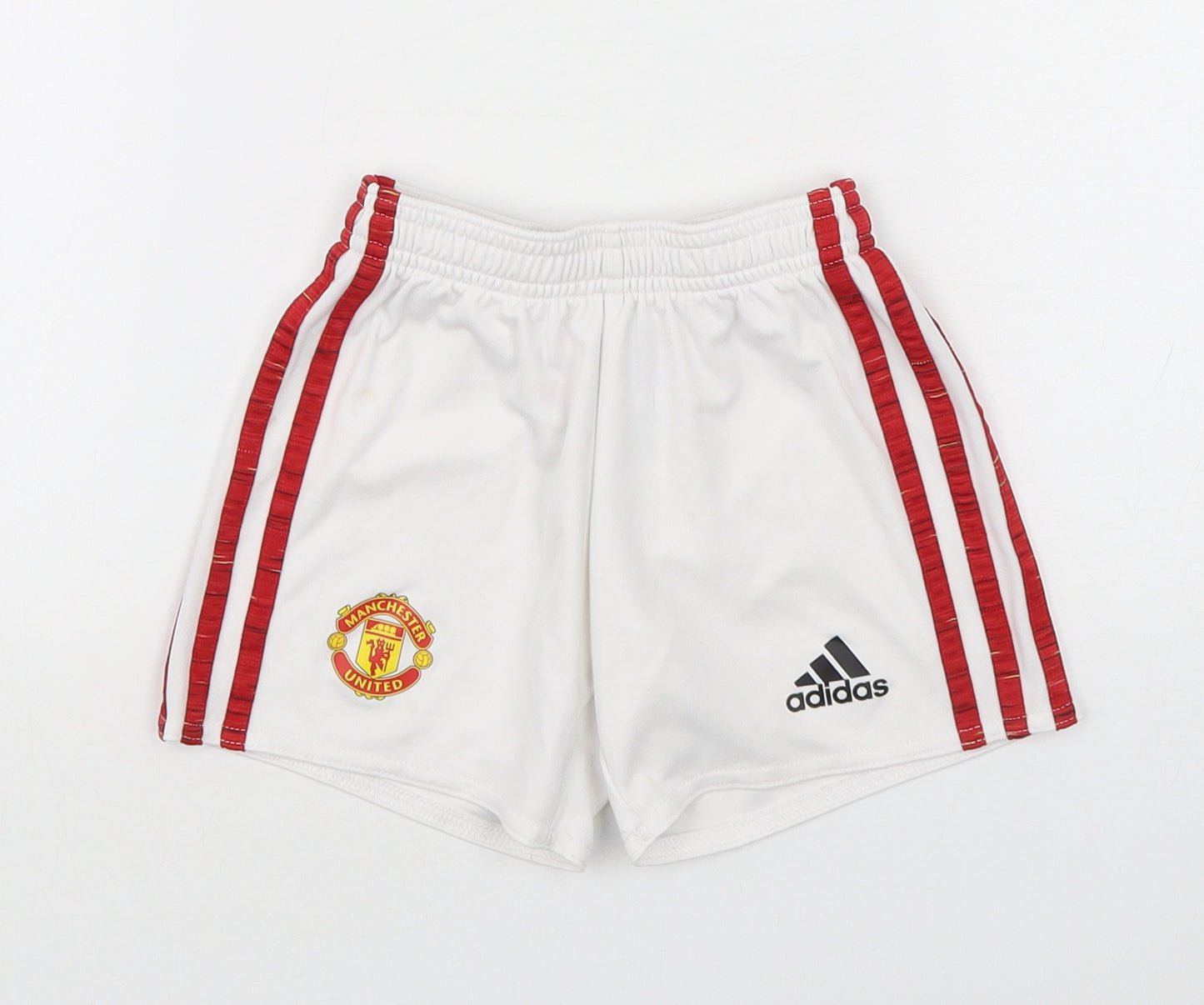 adidas Boys White  Polyester Sweat Shorts Size 3-4 Years  Regular  - Manchester United