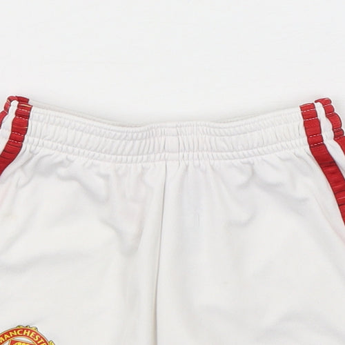adidas Boys White  Polyester Sweat Shorts Size 3-4 Years  Regular  - Manchester United