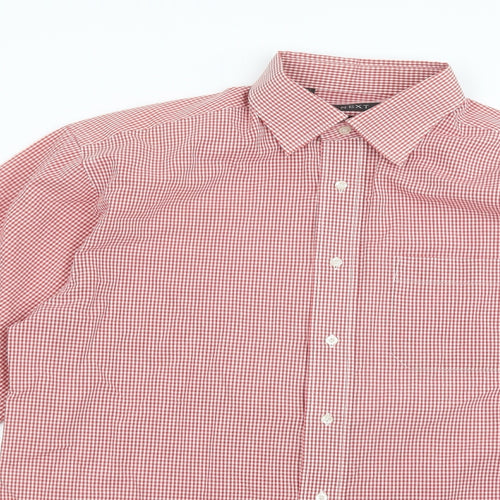 NEXT Mens Red Check Cotton  Dress Shirt Size 16 Collared Button