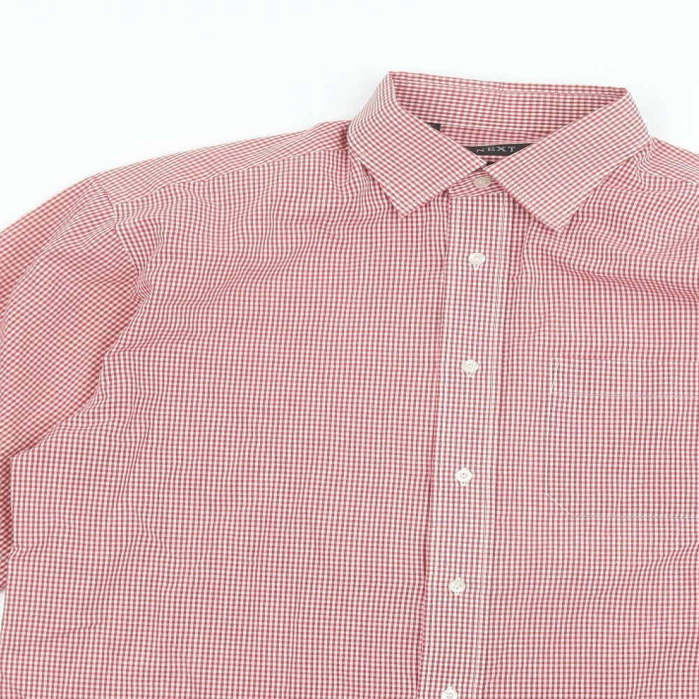 NEXT Mens Red Check Cotton  Dress Shirt Size 16 Collared Button