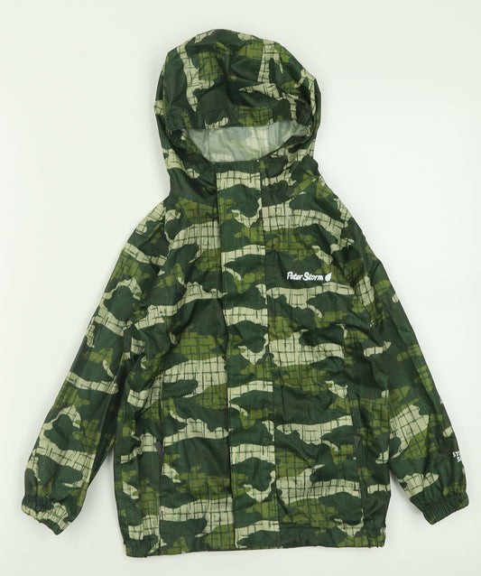 Peter Storm Boys Green Camouflage  Jacket  Size 3-4 Years  Zip