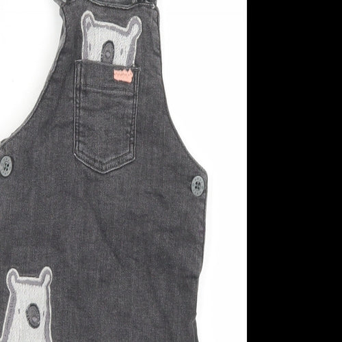 NEXT Boys Grey  Cotton Dungaree One-Piece Size 3-6 Months  Snap - Bears