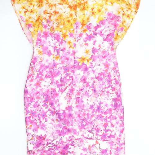 Damsel in a Dress Womens Purple Floral Polyester T-Shirt Dress  Size 12  V-Neck Zip