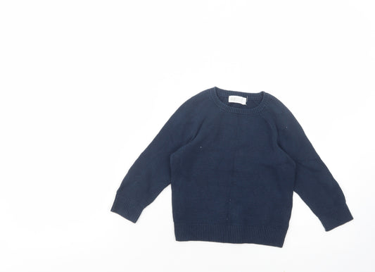 H&M Boys Blue Crew Neck  Cotton Pullover Jumper Size 3-4 Years  Pullover
