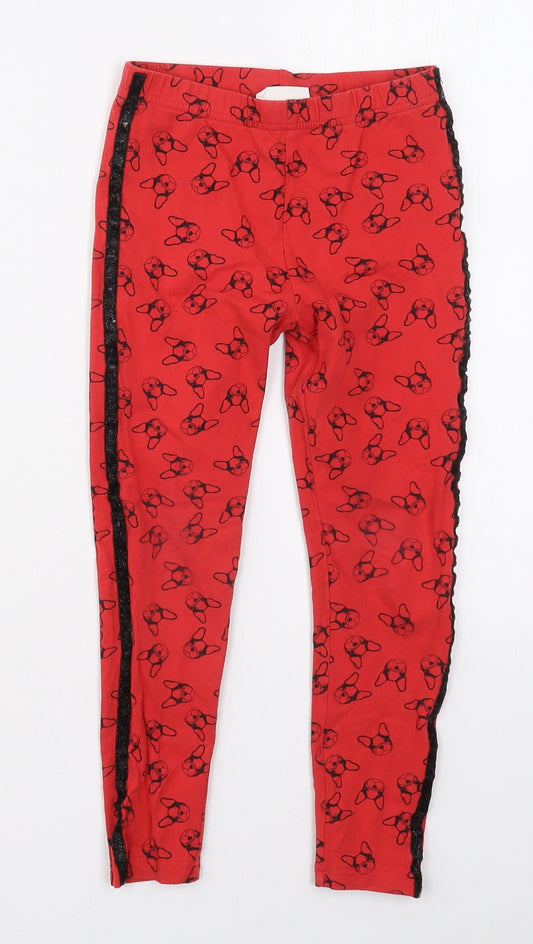 Cocodrillo Girls Red  Cotton Carrot Trousers Size 7 Years  Regular  - Dogs