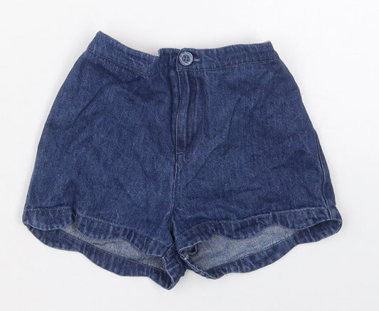 Marks and Spencer Girls Blue  Cotton Mom Shorts Size 4-5 Years  Regular