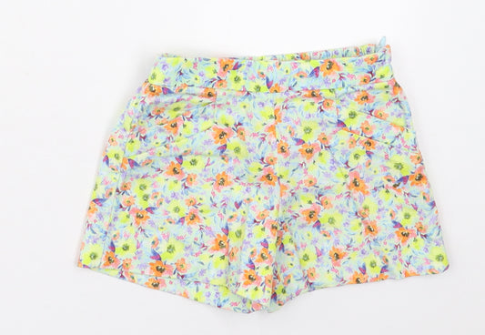 Zara Girls Blue Floral Cotton Bermuda Shorts Size 5 Years  Regular Zip