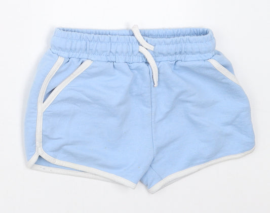 Primark Girls Blue  Cotton Sweat Shorts Size 4-5 Years  Regular Drawstring