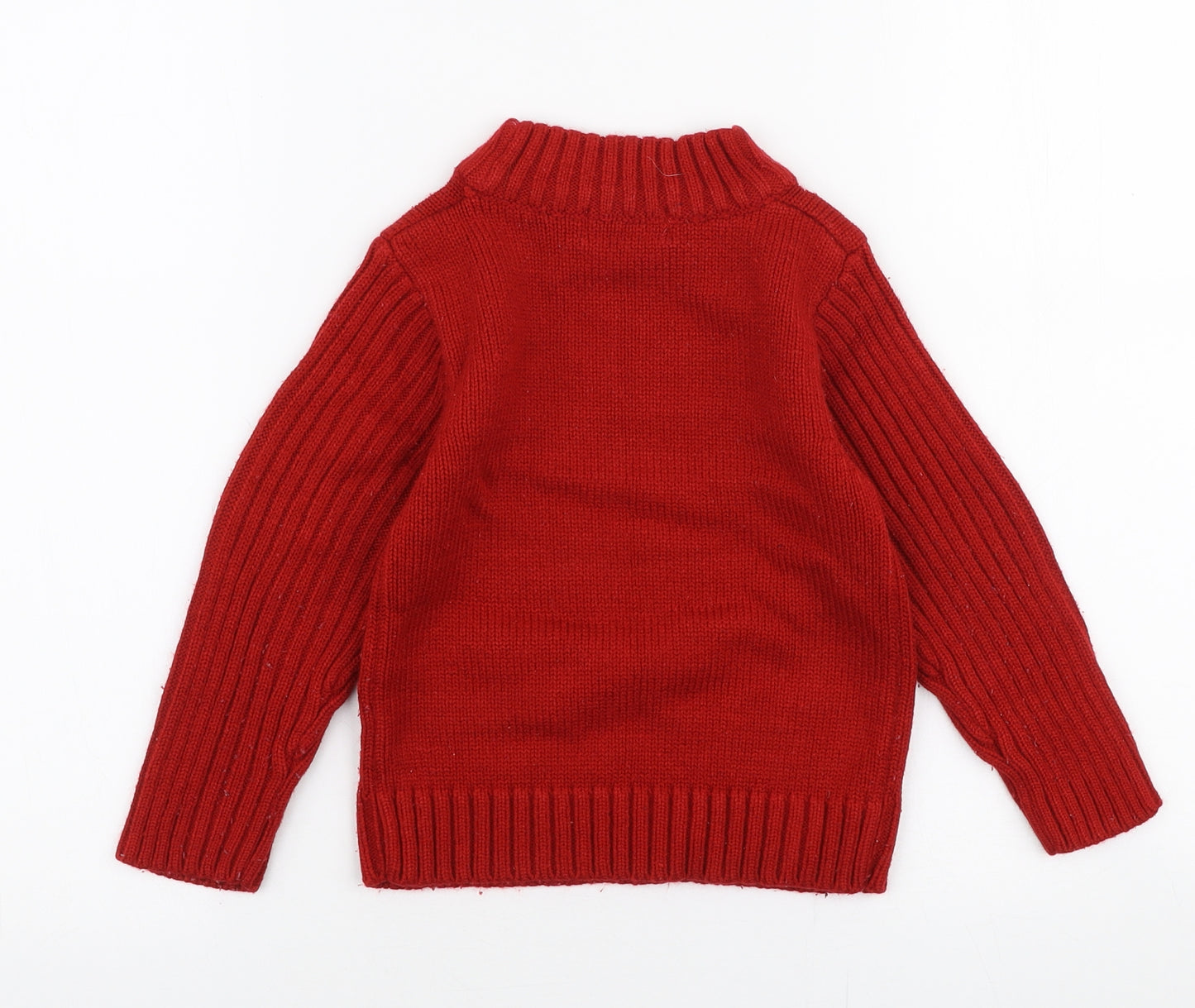 Mono Star Boys Red High Neck  Wool Pullover Jumper Size 4 Years  Pullover