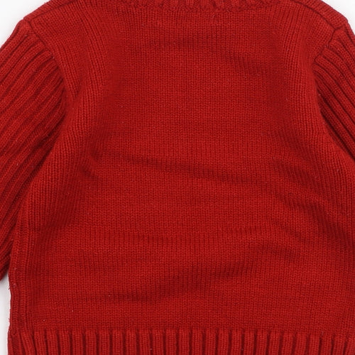Mono Star Boys Red High Neck  Wool Pullover Jumper Size 4 Years  Pullover