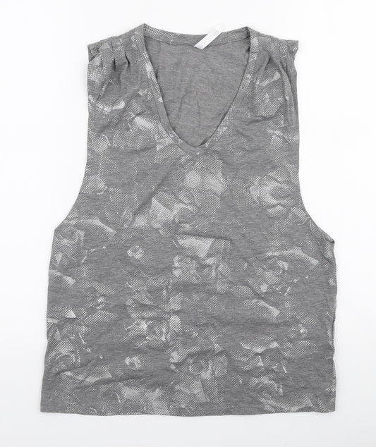 Fabletics Womens Grey Camouflage Polyester Cropped Tank Size XS V-Neck Pullover