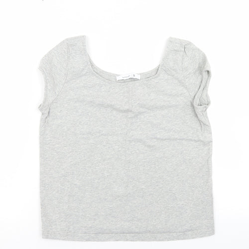 Mademoiselle R Womens Grey  Cotton Basic T-Shirt Size M Round Neck