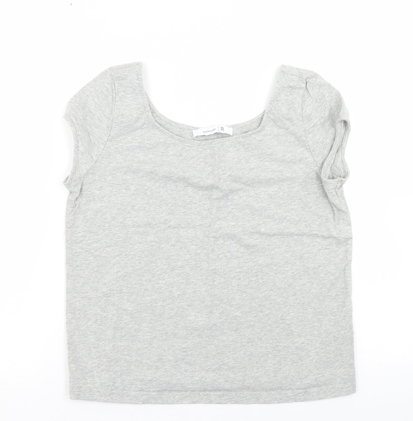 Mademoiselle R Womens Grey  Cotton Basic T-Shirt Size M Round Neck