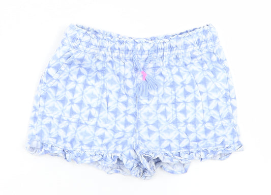 Gap Girls Blue Geometric Cotton Paperbag Shorts Size 5 Years  Regular Drawstring