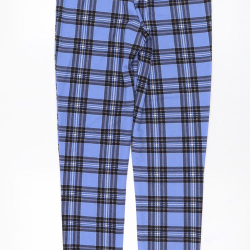 Cutie Womens Blue Check Polyester Capri Leggings Size 10 L29 in
