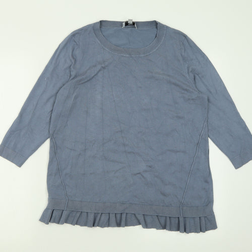 Peter Hahn Womens Blue Crew Neck  Viscose Pullover Jumper Size 16