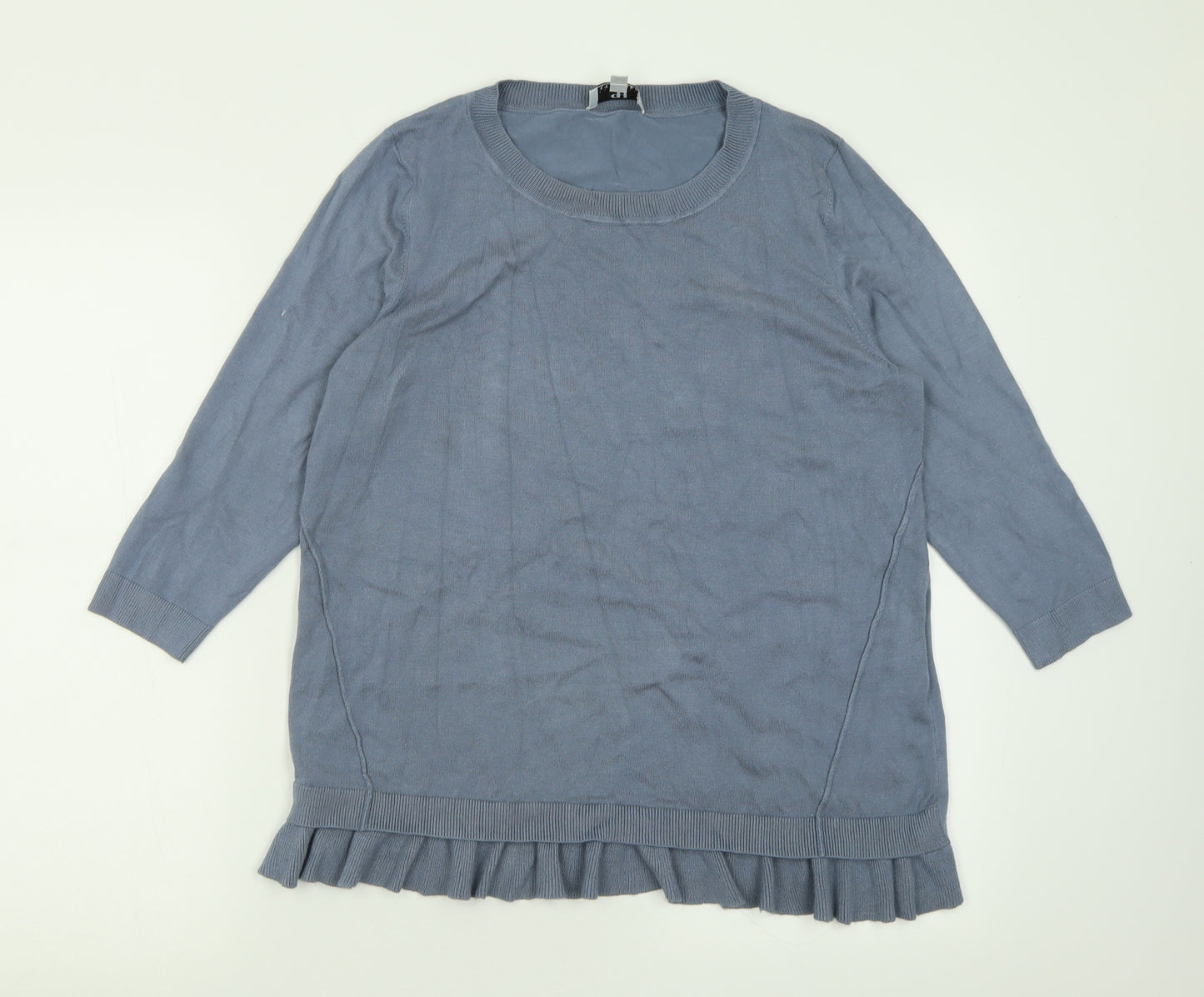 Peter Hahn Womens Blue Crew Neck  Viscose Pullover Jumper Size 16