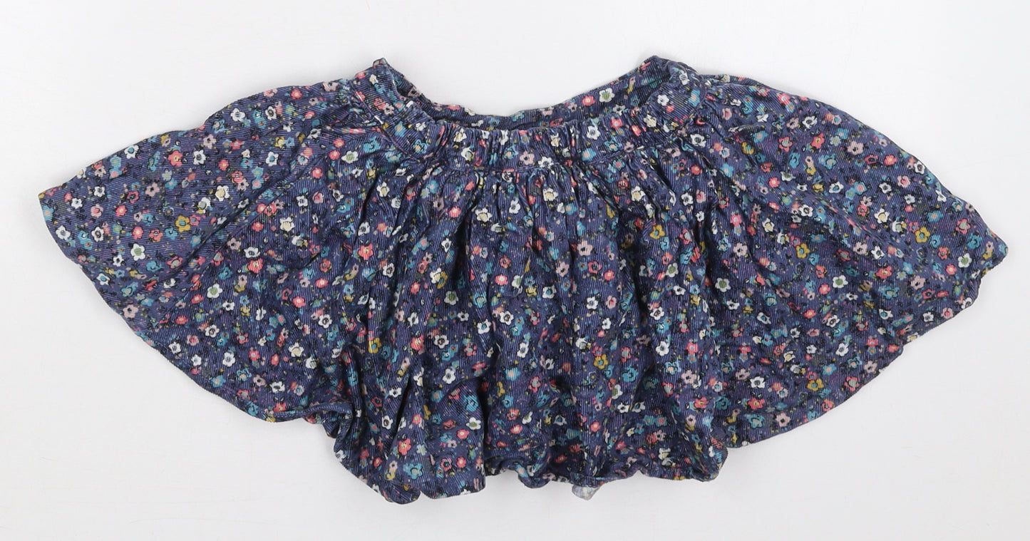 Marks and Spencer Girls Blue Floral Cotton Skater Skirt Size 2-3 Years  Regular