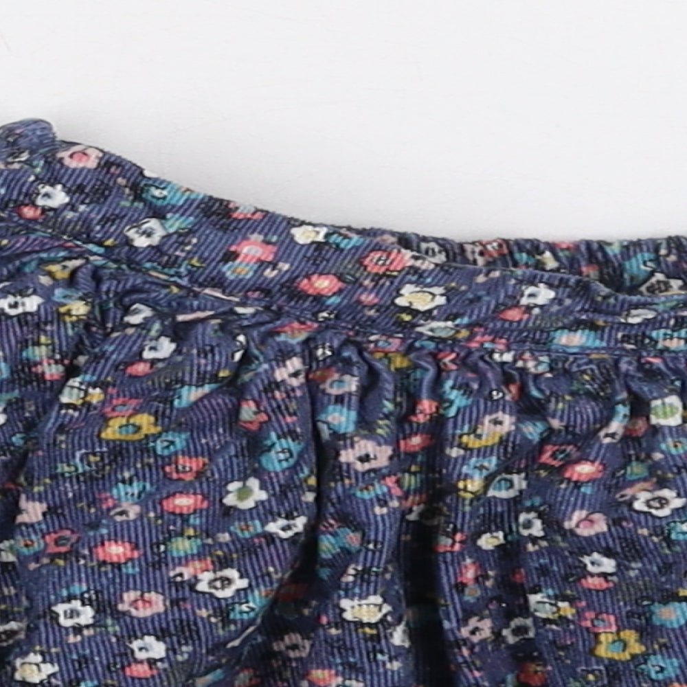 Marks and Spencer Girls Blue Floral Cotton Skater Skirt Size 2-3 Years  Regular