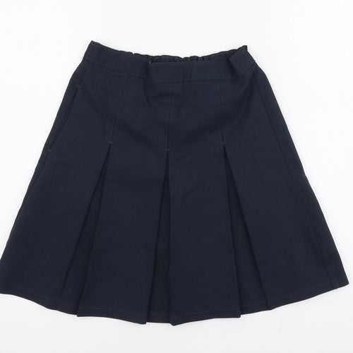 Marks and Spencer Girls Blue  Polyester Pleated Skirt Size 8-9 Years  Regular Zip