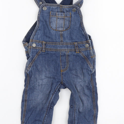 Marks and Spencer Boys Blue  100% Cotton Dungaree One-Piece Size 3-6 Months  Button