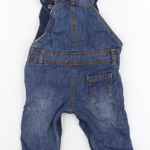 Marks and Spencer Boys Blue  100% Cotton Dungaree One-Piece Size 3-6 Months  Button