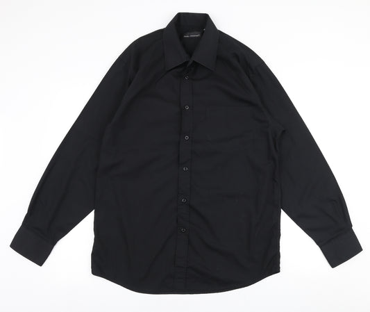Daniel Grahame Mens Black  Polyester  Dress Shirt Size 16 Collared Button