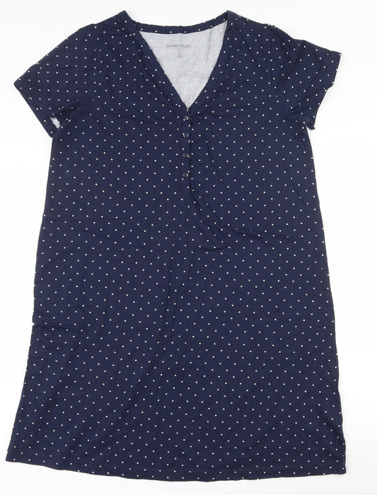 Dunnes Stores Womens Blue Polka Dot 100% Cotton Top Dress Size 8  Button