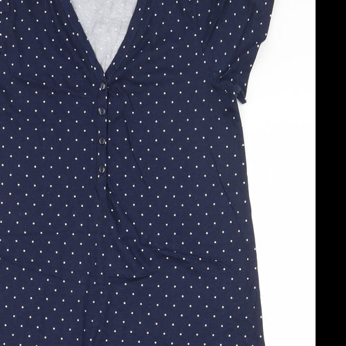 Dunnes Stores Womens Blue Polka Dot 100% Cotton Top Dress Size 8  Button