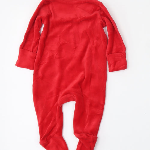 Mothercare Boys Red  Cotton Babygrow One-Piece Size 0-3 Months  Button - Christmas