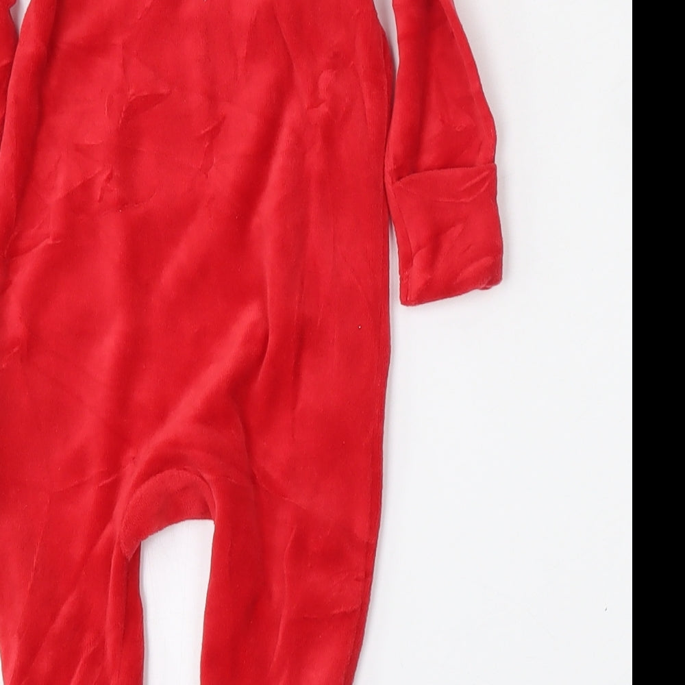 Mothercare Boys Red  Cotton Babygrow One-Piece Size 0-3 Months  Button - Christmas
