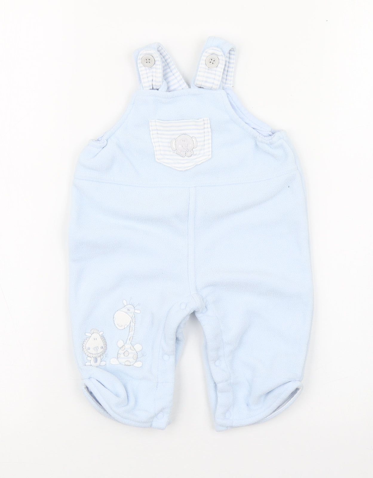 BabyBlue Boys Blue  Polyester Dungaree One-Piece Size 0-3 Months  Button