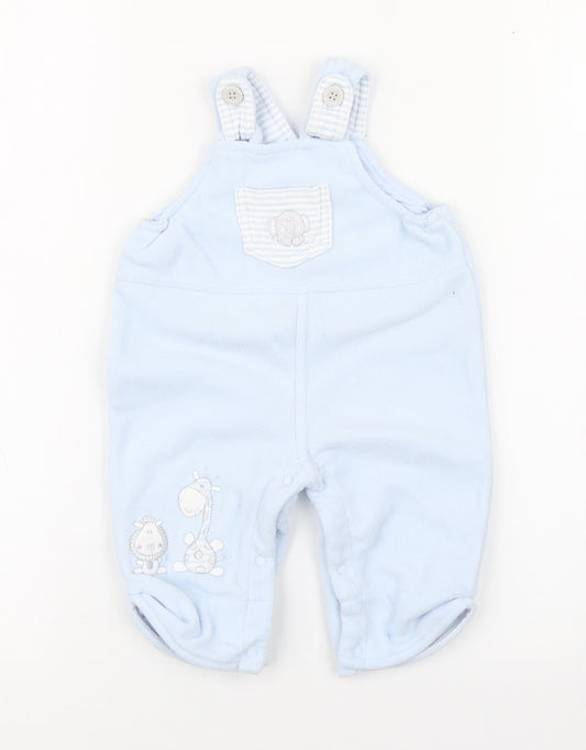 BabyBlue Boys Blue  Polyester Dungaree One-Piece Size 0-3 Months  Button