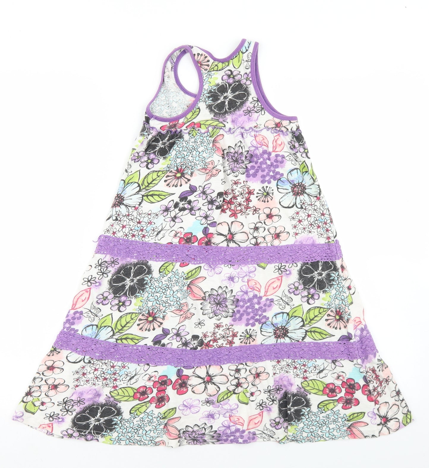 Me Too Girls Multicoloured Floral Cotton Trapeze & Swing  Size 6 Years  Round Neck