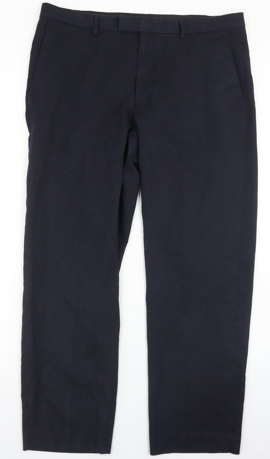 Dunnes Stores Mens Blue  Polyester Trousers  Size 38 in L30 in Regular Hook & Eye