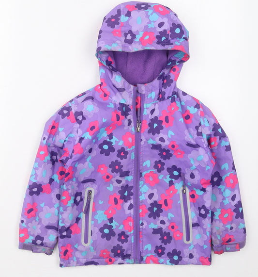 Hotoho Kids Girls Purple Floral  Basic Coat Coat Size S  Zip