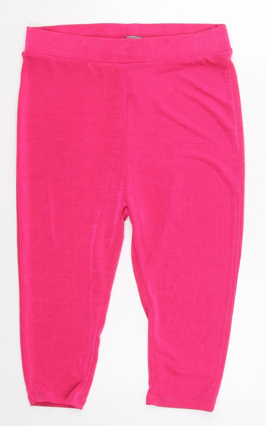 Primark Womens Pink  Polyester Cropped Leggings Size 14