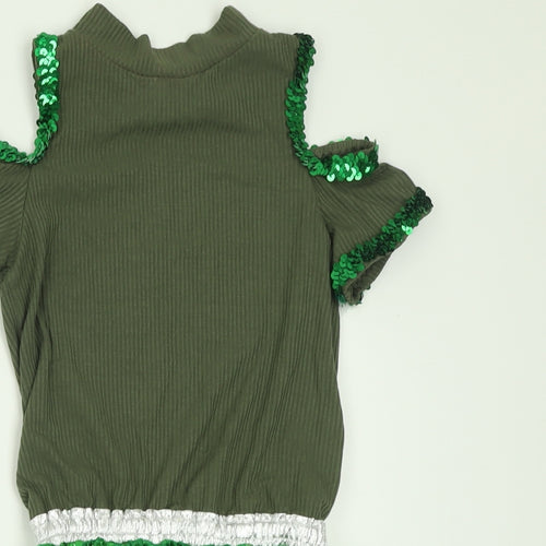 Young Dimension Girls Green  Polyester A-Line  Size 9-10 Years  Crew Neck Pullover
