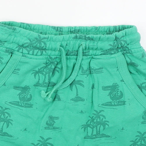George Boys Green Geometric Cotton Sweat Shorts Size 2-3 Years  Regular