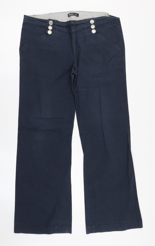 Only Mens Blue  Cotton Trousers  Size 42 in L32 in Regular Zip