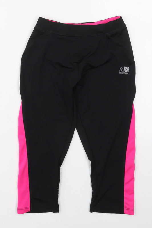 Karrimor Womens Black  Polyester Cropped Leggings Size 8 L17 in Regular Drawstring - Pink
