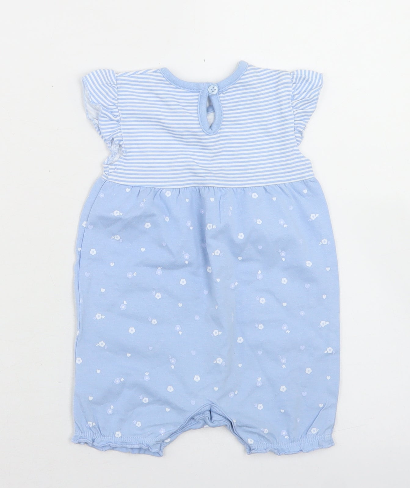 George Girls Blue Striped Cotton Romper One-Piece Size 3-6 Months  Button