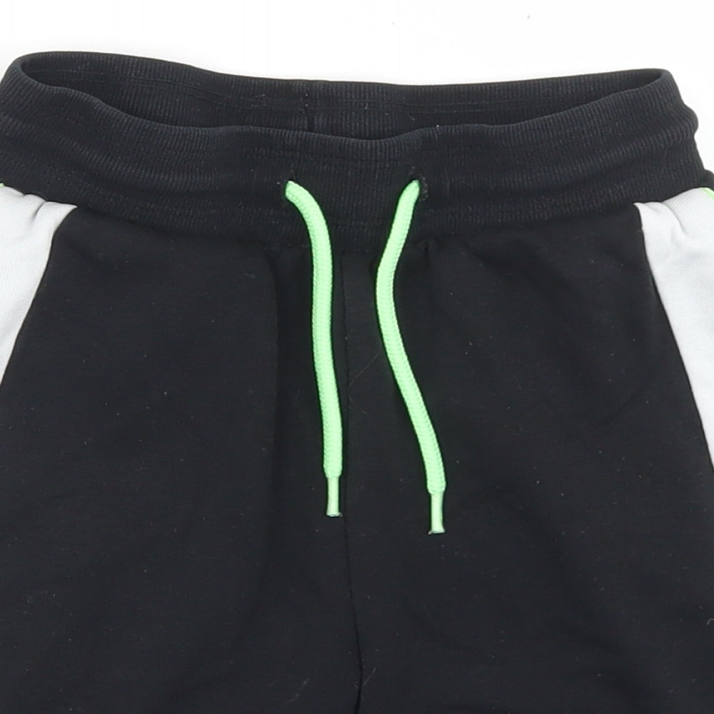Lefties Boys Black Colourblock Cotton Sweat Shorts Size 7-8 Years  Regular Drawstring