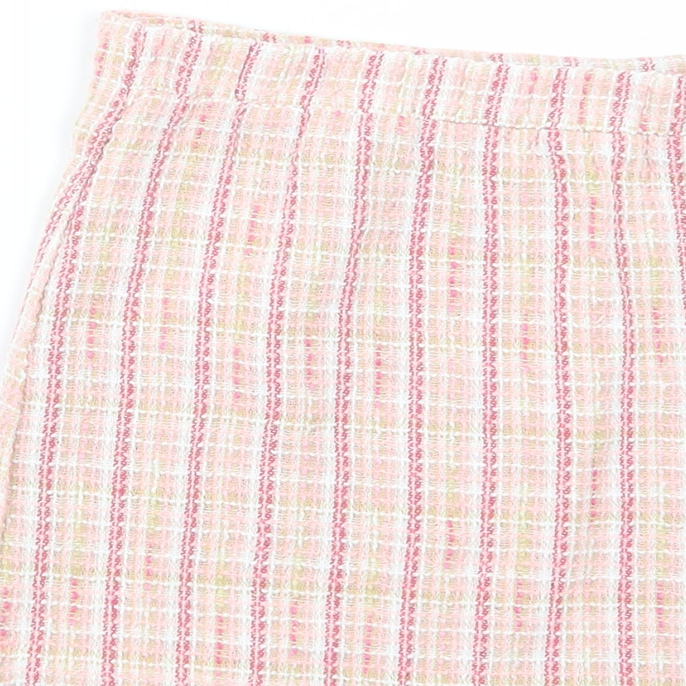 SheIn Girls Pink Plaid Polyester Mini Skirt Size 10 Years  Regular Zip